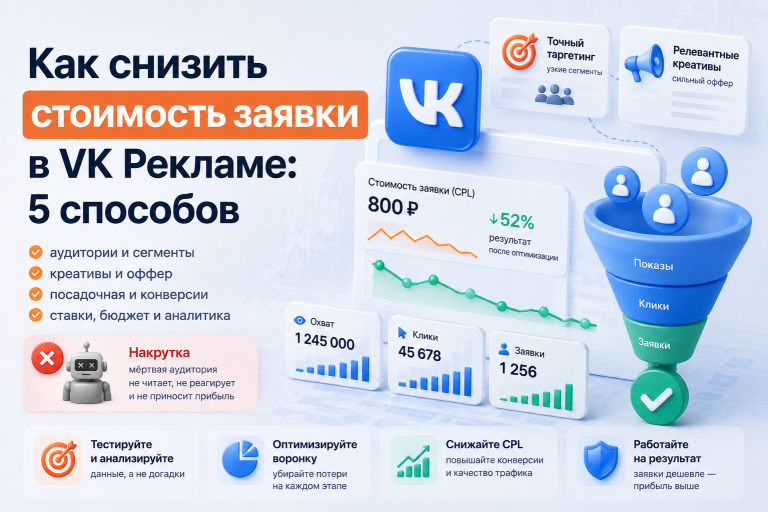 Как снизить стоимость заявки в VK Рекламе