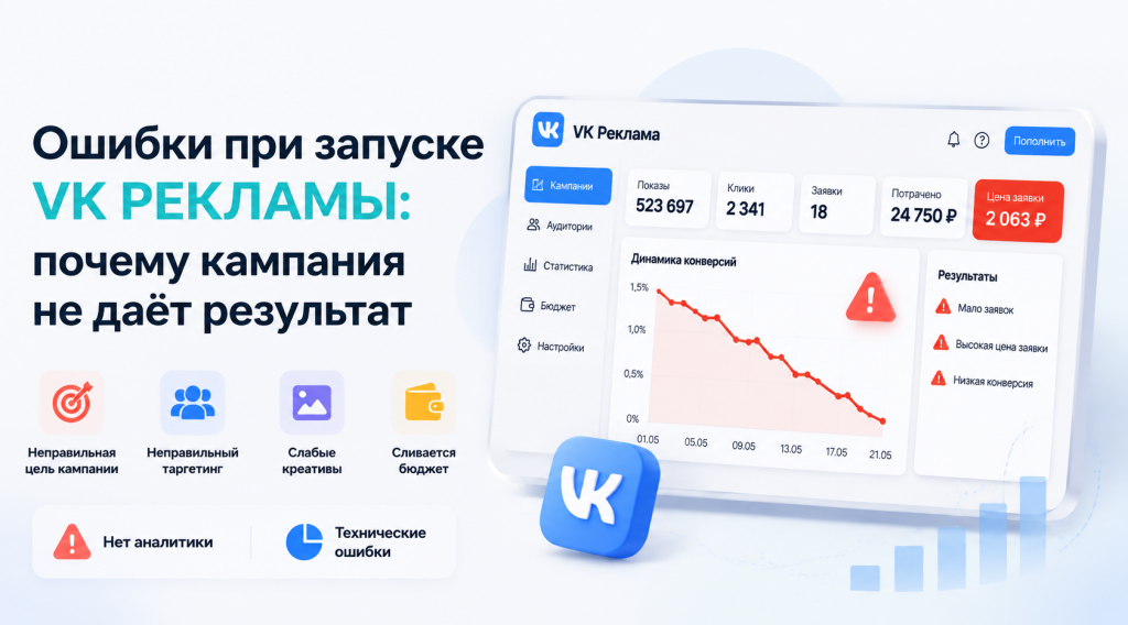 Ошибки при запуске VK Рекламы: почему кампания не даёт результат