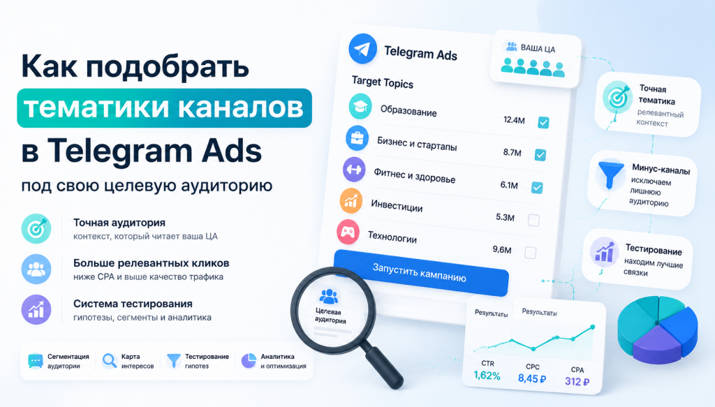 Как подобрать тематики каналов в Telegram Ads под свою целевую аудиторию