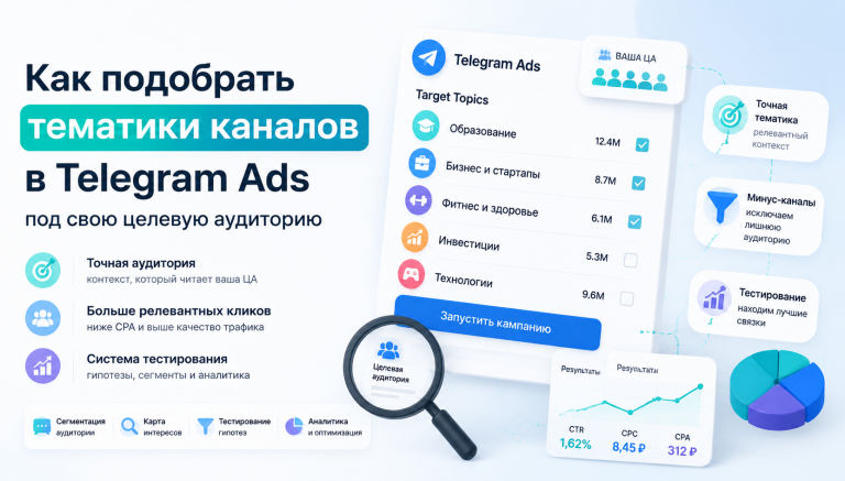 Как подобрать тематики каналов в Telegram Ads под свою целевую аудиторию