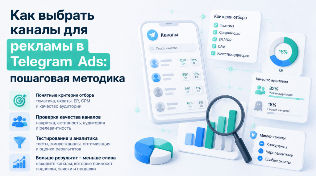 Как выбрать каналы для рекламы в Telegram Ads: пошаговая методика