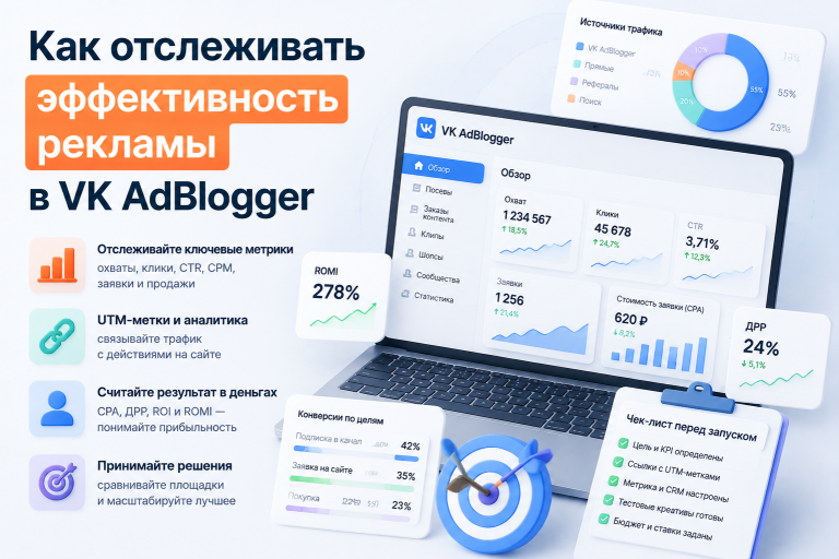 Как отслеживать эффективность рекламы в VK AdBlogger