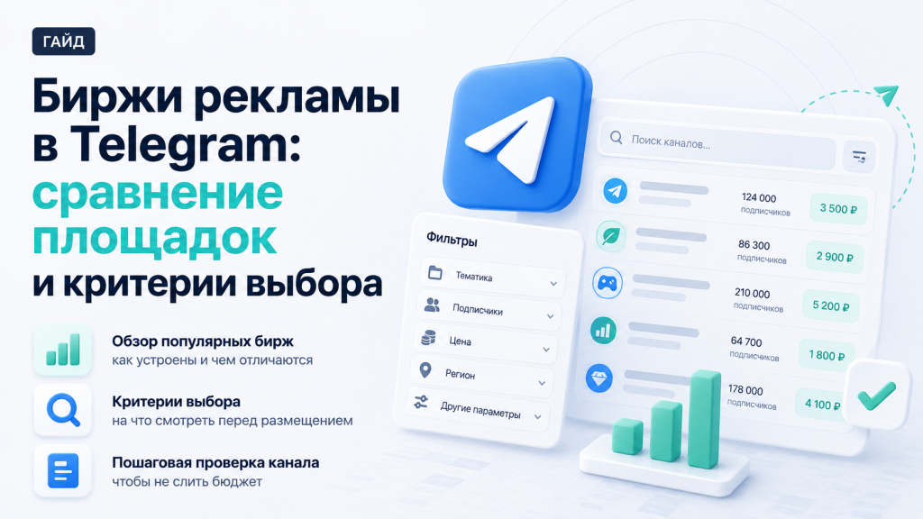 Биржи рекламы в Telegram: как выбрать площадку для размещений