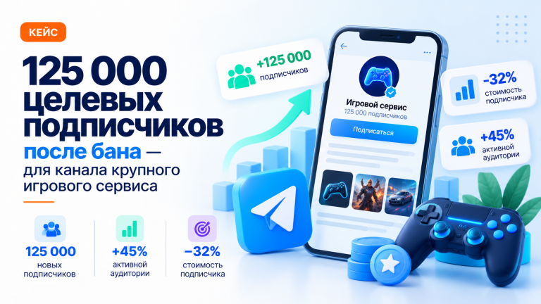 125 тысяч целевых подписчиков после бана для канала крупного игрового сервиса: кейс Telegram Ads