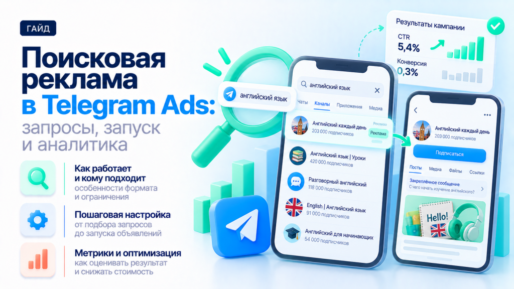 Реклама в поиске Telegram: как настроить объявления по запросам