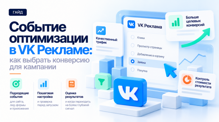 Событие оптимизации в VK Рекламе: как выбрать конверсию для кампании